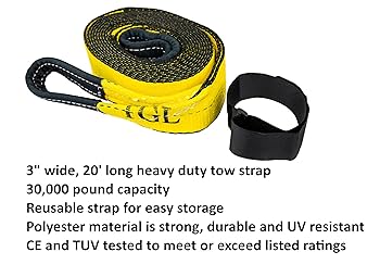 RESEE TOWPOWER トウステップ 約30cm 30'L Double D-Ring Tow Rope R125-2R-30 | Gemplers